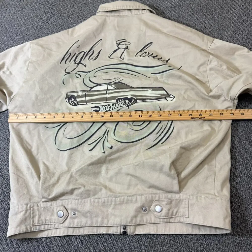 Rare Forever 21 Hot Wheels Jacket Mens Medium Zip Up Bandana Lined Car Graphic
